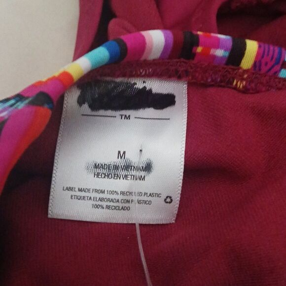 Mossimo 2 pc striped solid maroon bottom bikini bathing suit swimsuit Sz… - Picture 5 of 7